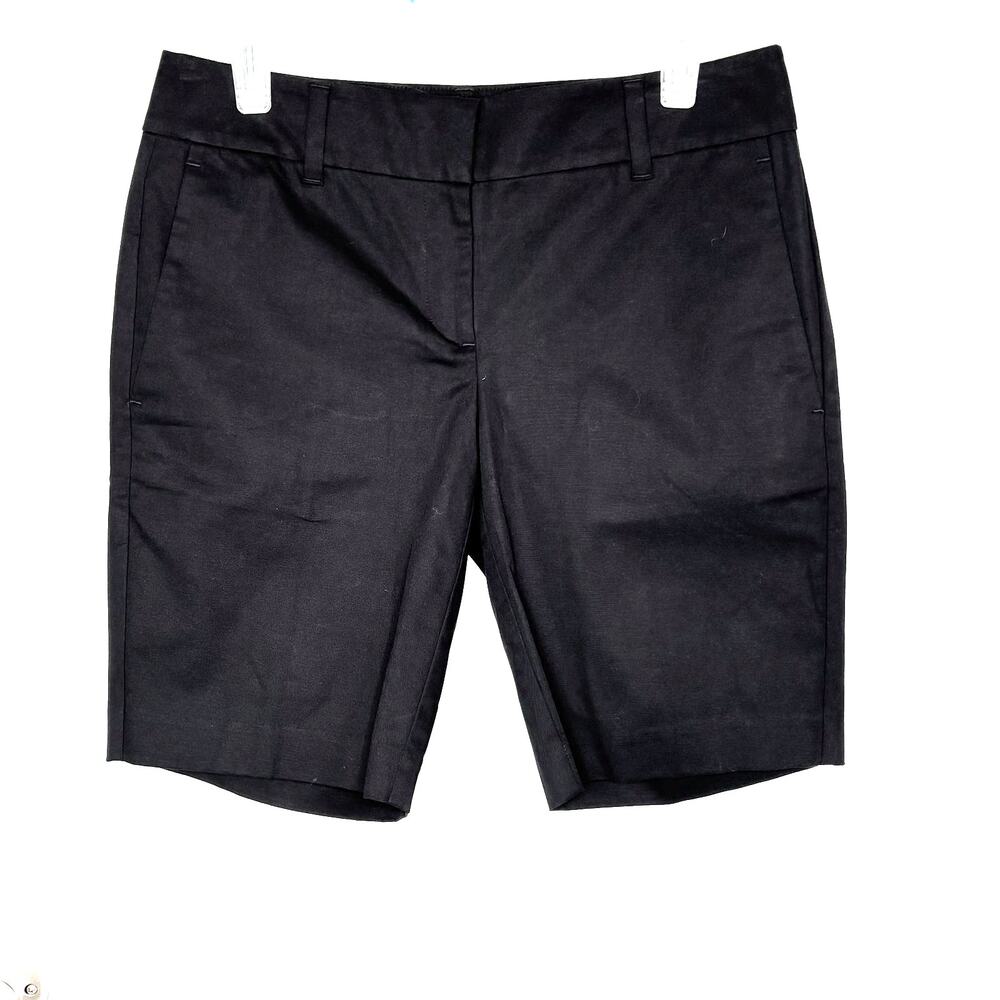 Ann Taylor Factory Wms 2 Black Bermuda Shorts Pockets Mid Rise Summer